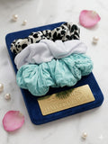 Premium Silk & Velvet Scrunchie Trio – Pack of 3 Luxury Hair Ties