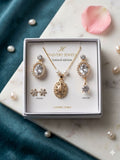 Royal Pearl & Crystal Jewelry Set – Limited Edition Gold-Plated 5-Piece Collection
